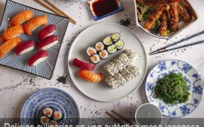 Delicias culinarias en una auténtica mesa japonesa